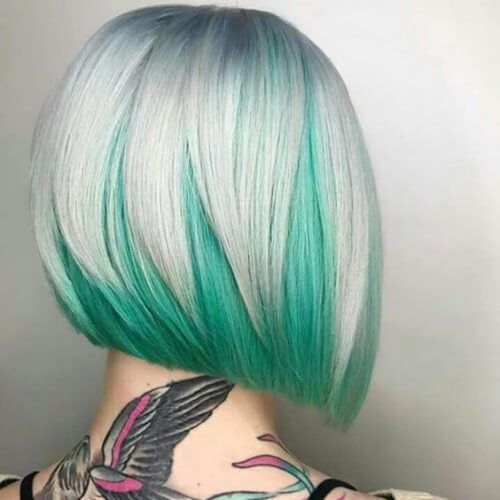 Mint Green Highlights short hair color