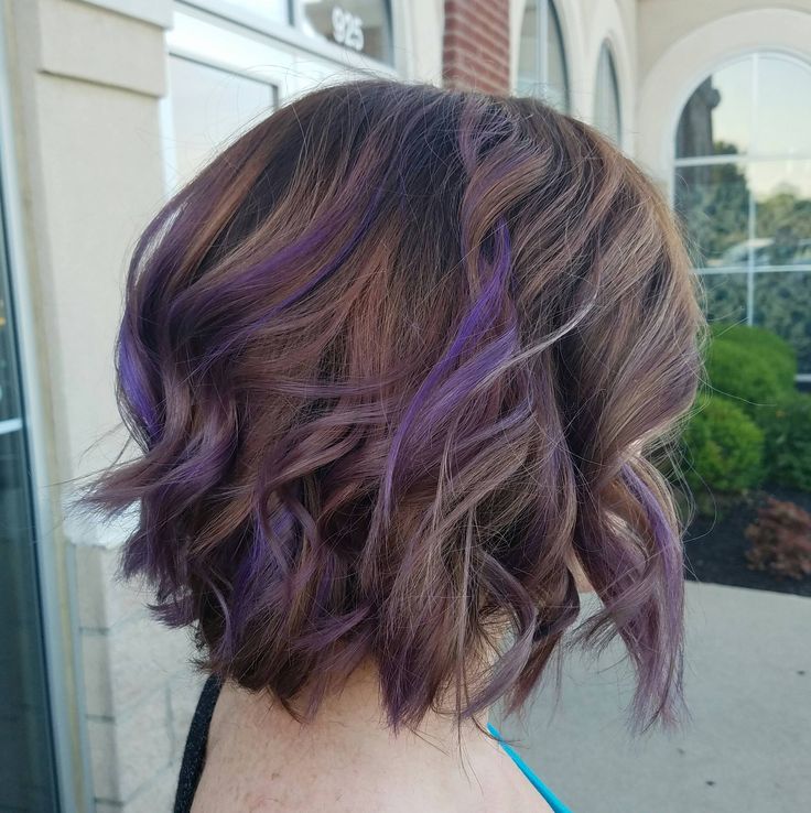 Purple Highlights short hair color