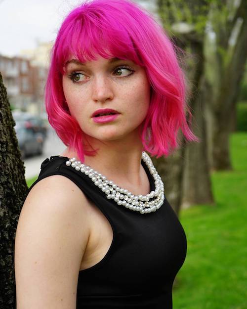 neon pink short hair color